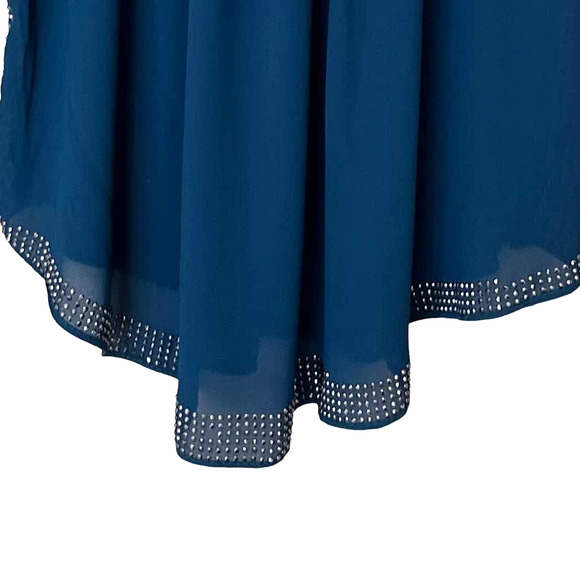 Moroccan Blue Scoop Neck Blouse  SMALL - Picture 5 of 6